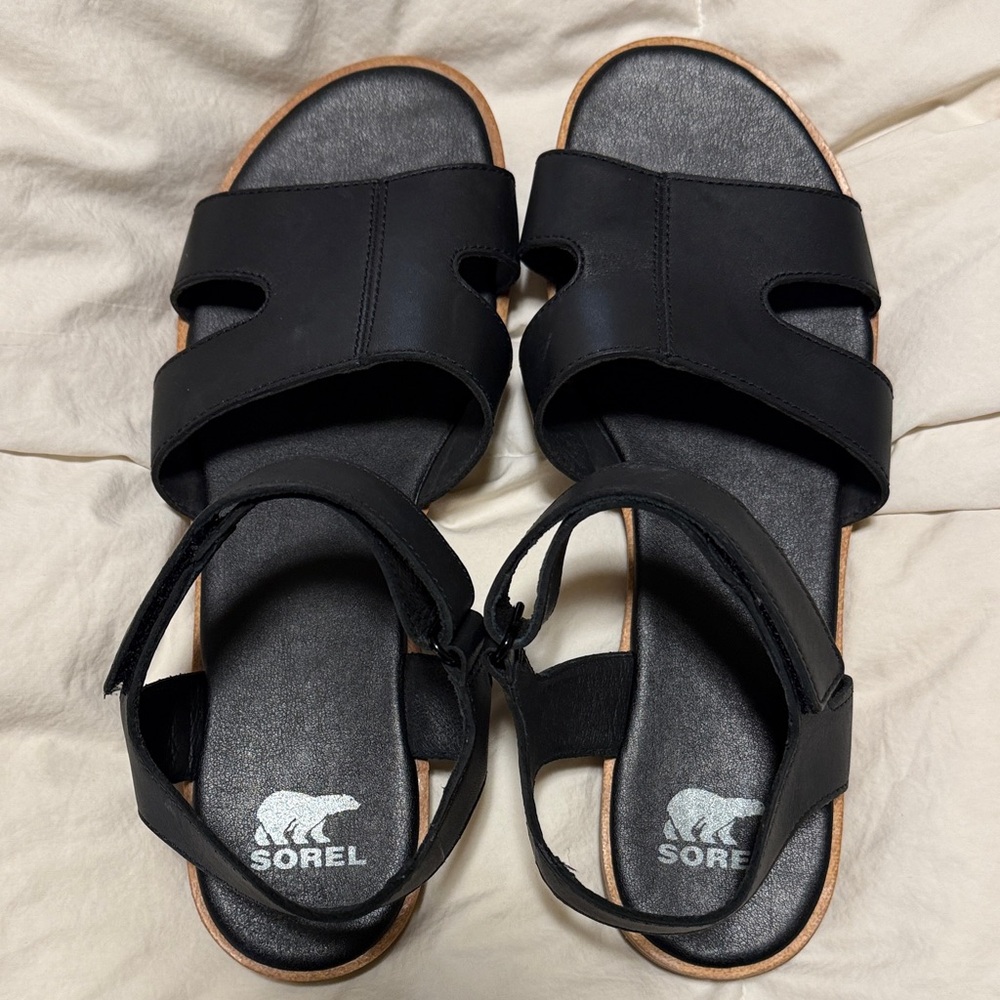 Sorel Women's Black Leather Sandals